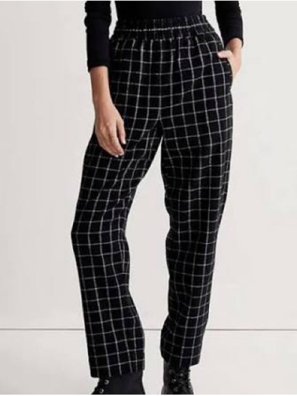 NWT Madewell plaid pull-on tapered pants | XXS